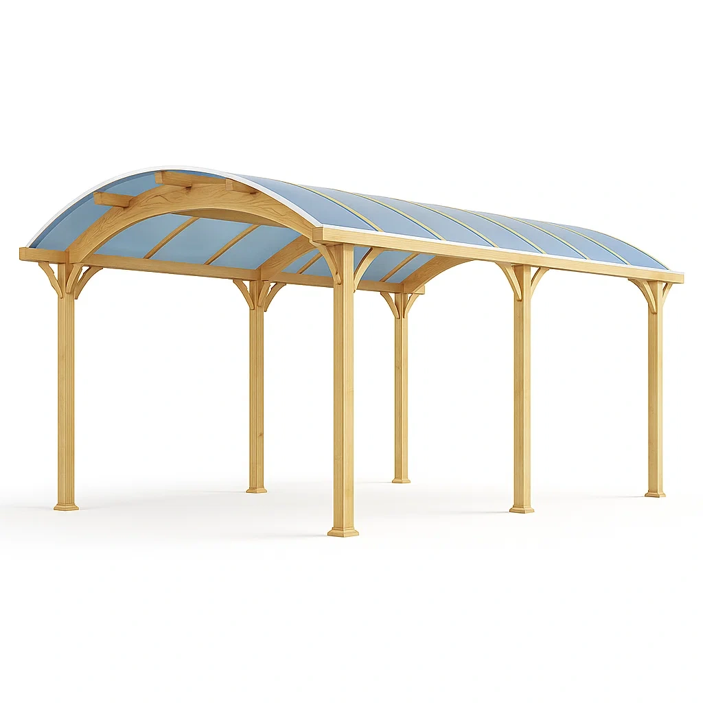 Abri de voiture en bois et polycarbonate translucide 500 × 300 × 240 cm