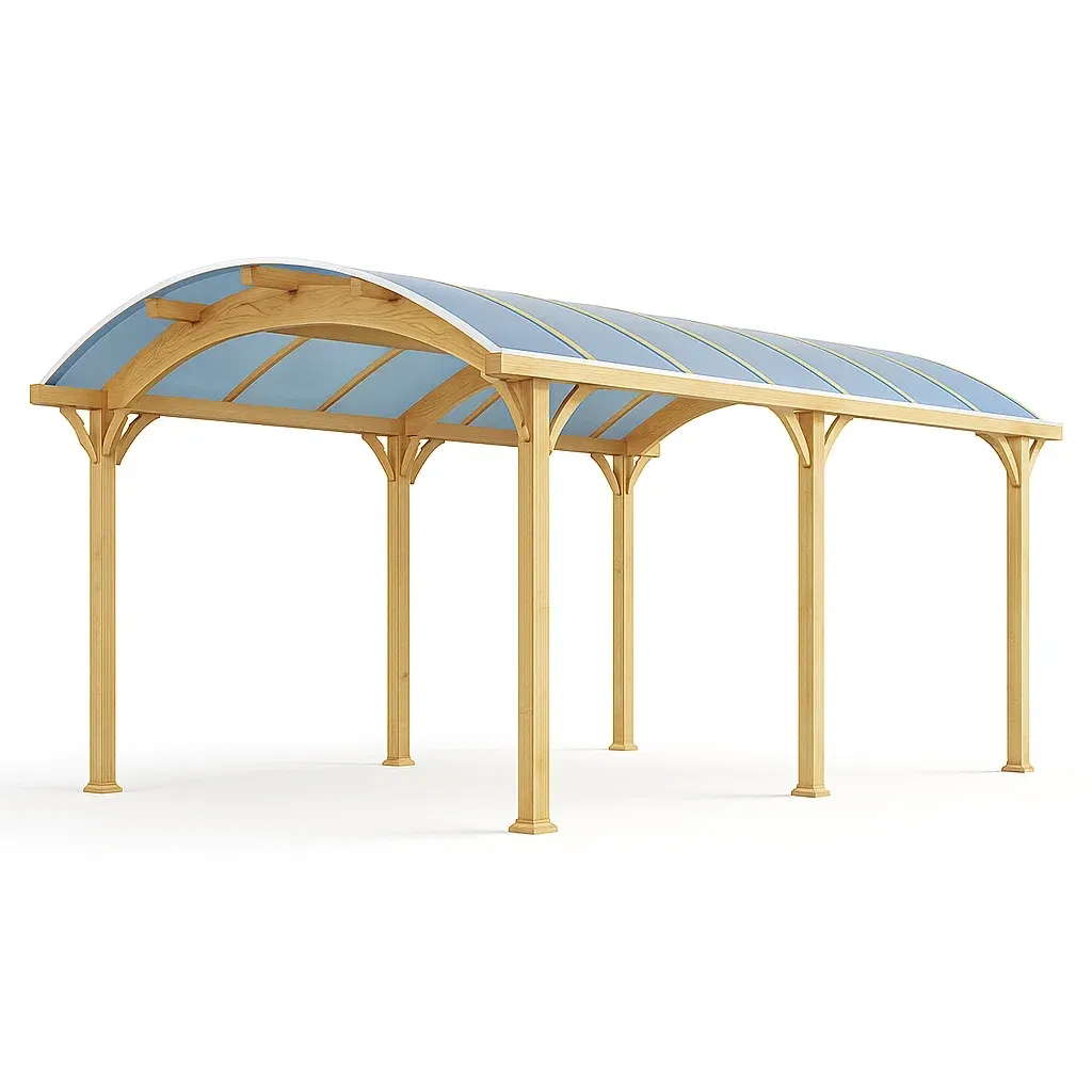 Abri de voiture en bois et polycarbonate translucide 500 × 300 × 240 cm