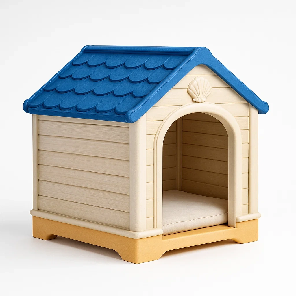 Niche pour chien en plastique polypropylène beige bleu