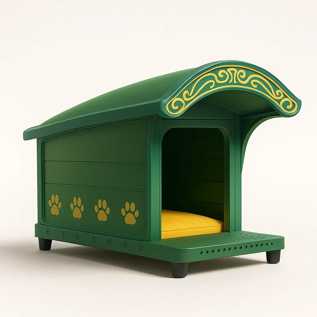 Niche pour chien en plastique vert avec motifs de pattes 120 × 80 × 90 cm