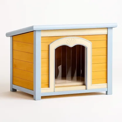 Niche pour chien en bois avec entrée en PVC transparent