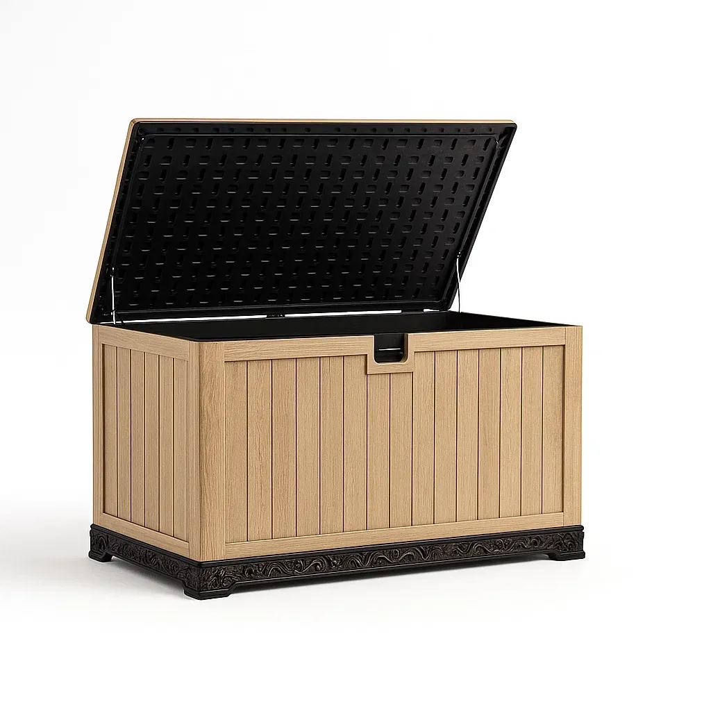 Coffre de rangement extérieur en résine marron noir 120 × 50 × 60 cm