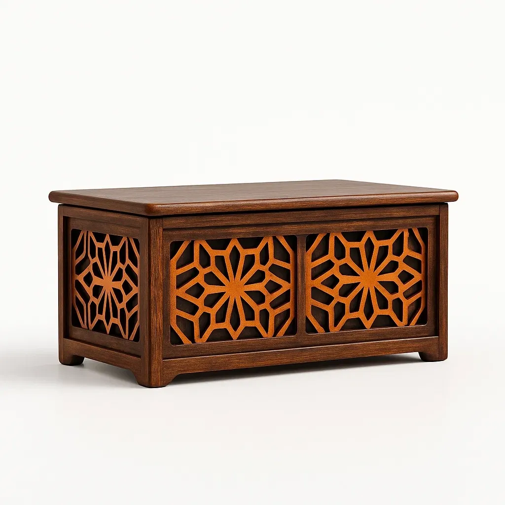 Coffre de rangement en bois massif marron 90 × 45 × 40 cm