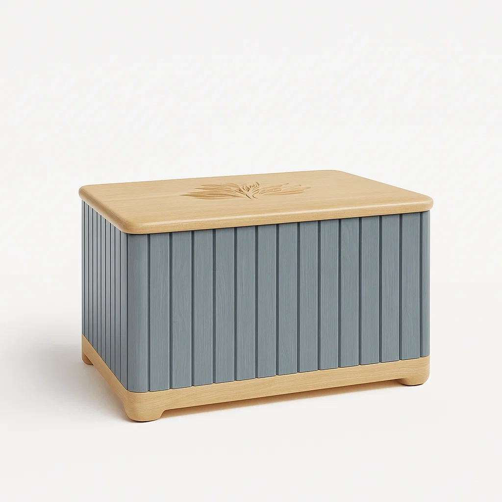 Coffre de rangement en bois avec finition peinte bleu et naturel 80 × 40 × 45 cm