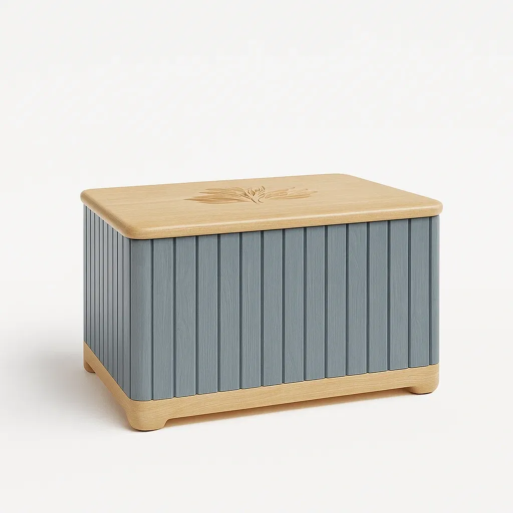 Coffre de rangement en bois avec finition peinte bleu et naturel 80 × 40 × 45 cm