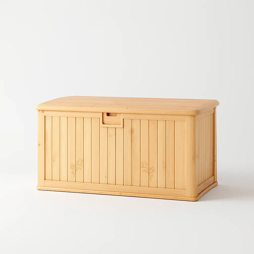 Coffre de rangement en bambou avec motifs floraux