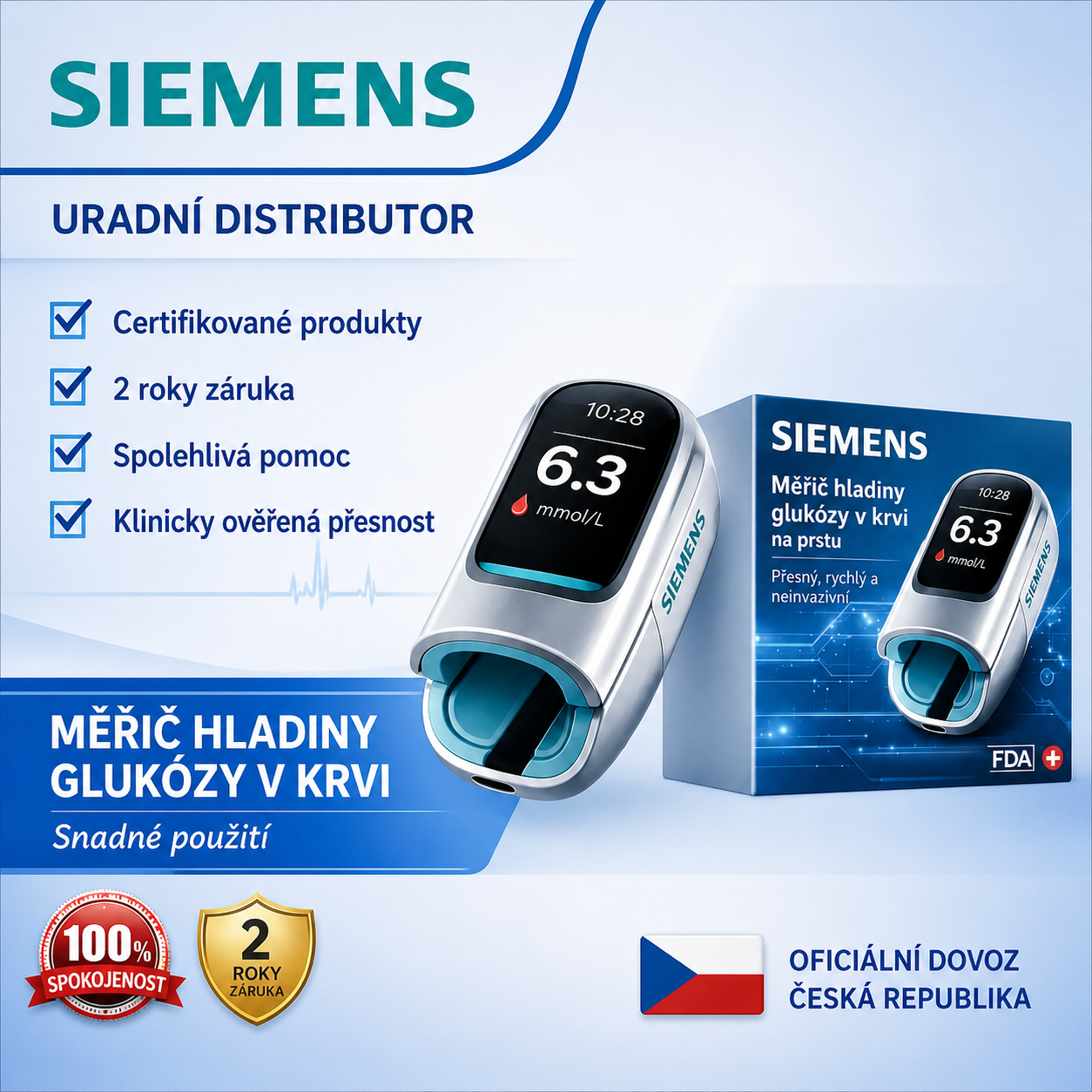 🔥 Neinvazivní chytrý glukometr Siemens™ – Bezbolestné, bezjehlové a rychlé měření glukózy doma 🔥