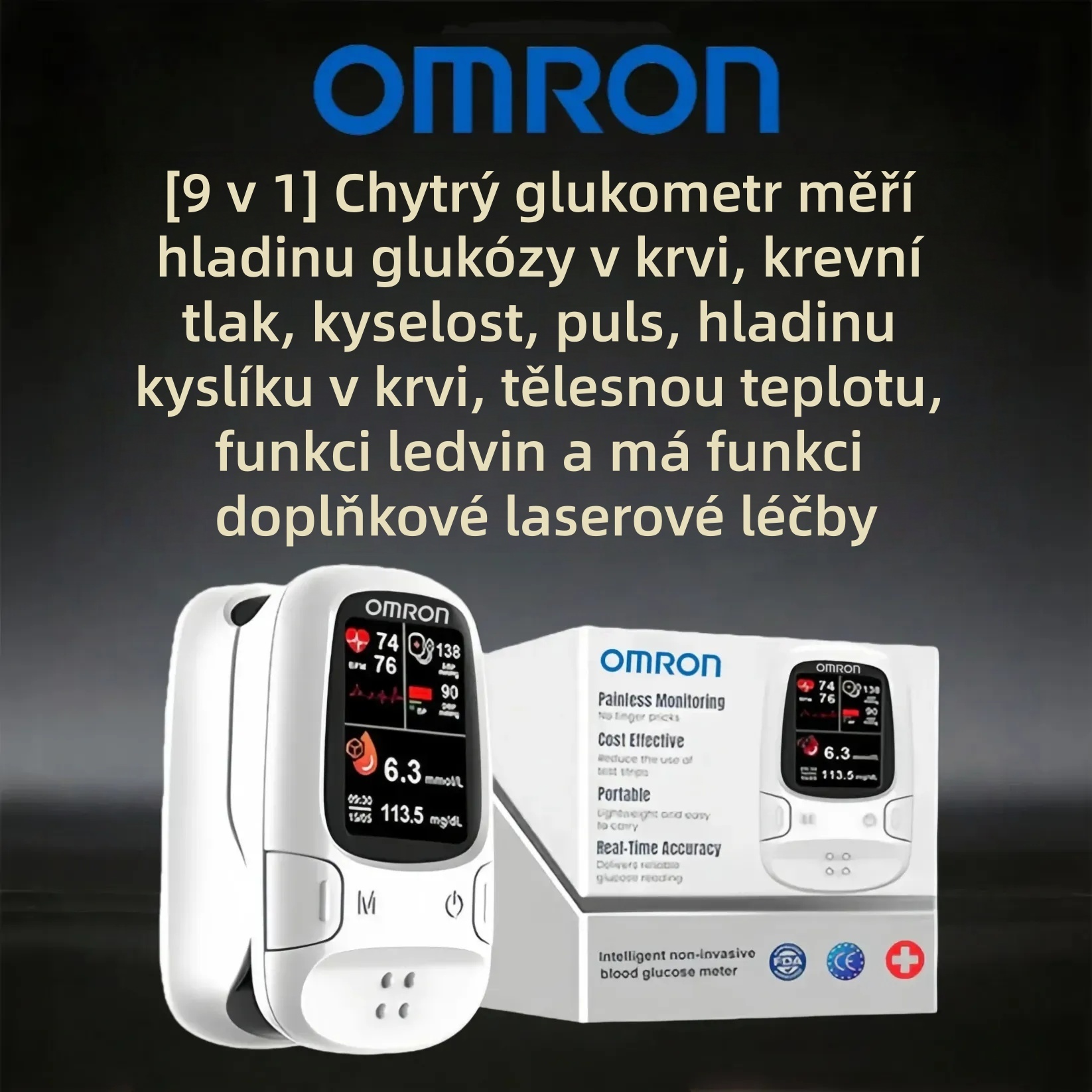 Omron™ představuje nově uvedený neinvazivní chytrý glukometr pro měření hladiny glukózy v krvi 🔥Vyrobeno v USA🔥