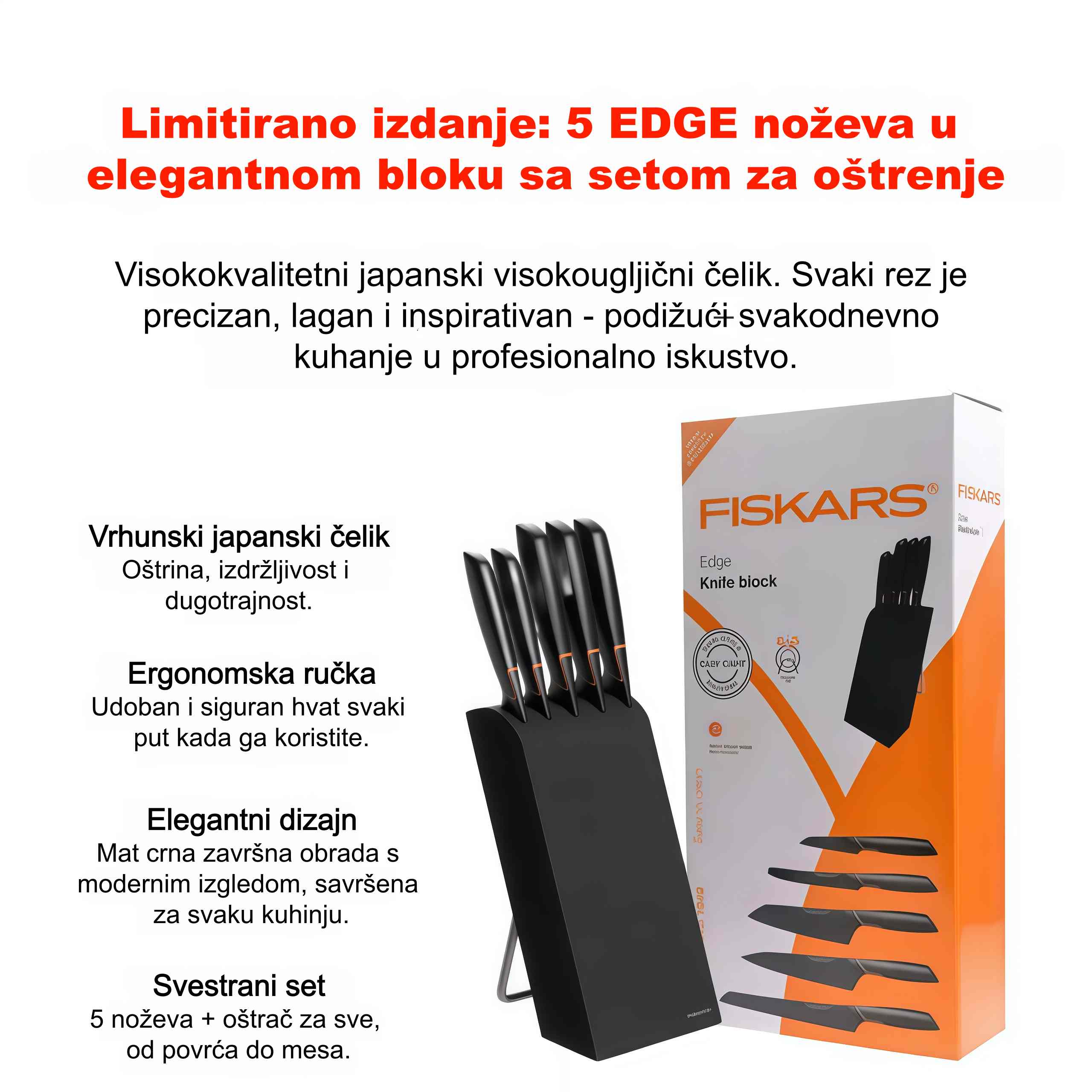 FISKARS: PRESTANITE TROŠITI NOVAC NA LOŠE NOŽEVE, Režite s savršenom preciznošću bez napora ili klizanja. Uštedite vrijeme i živce sa svakim rezom. Otkrijte radost kuhanja s nožem koji stvarno radi.