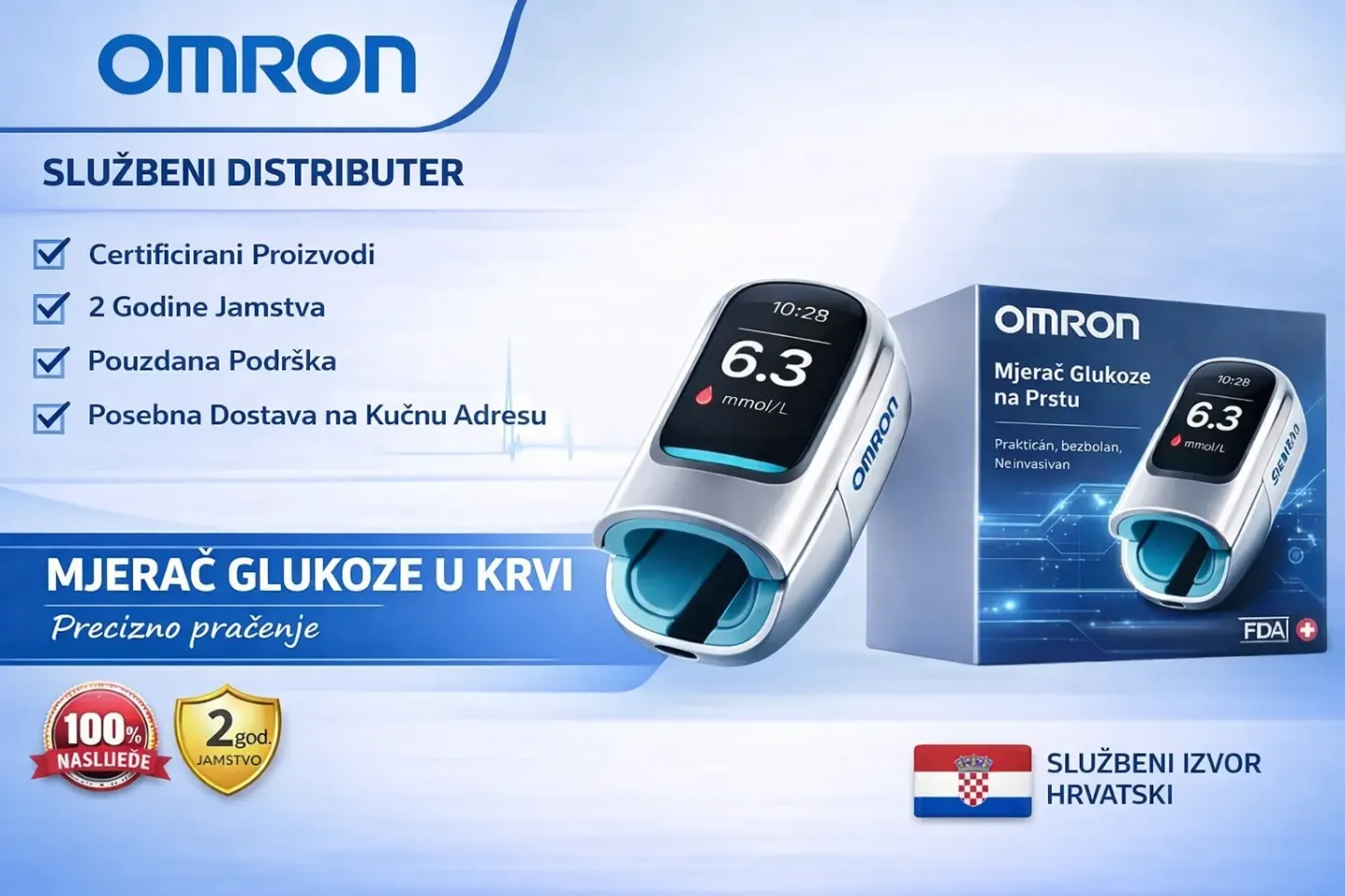 🔥 Nema više igala i boli! | Omron™ neinvazivni mjerač glukoze u krvi – Jednostavno i točno praćenje šećera u krvi, gdje god se nalazili 🔥
