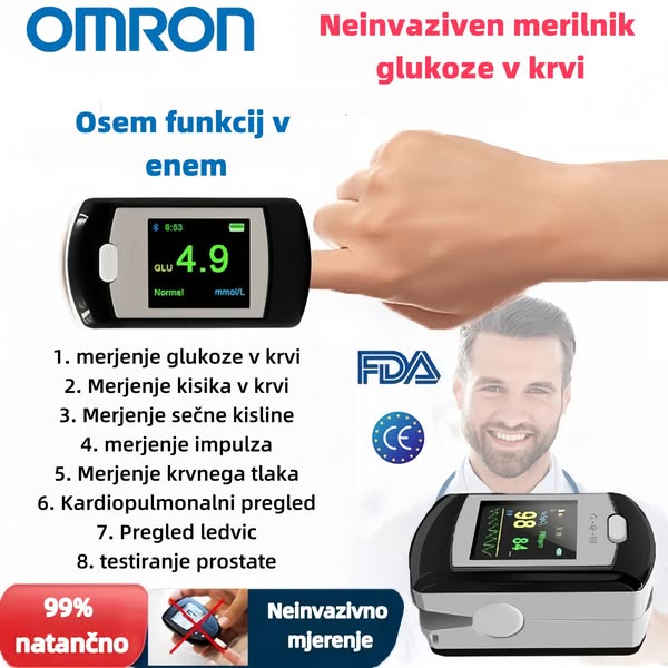 Omron neinvazivni merilnik glukoze v krvi (5 sekund merjenja/99% natančnost)