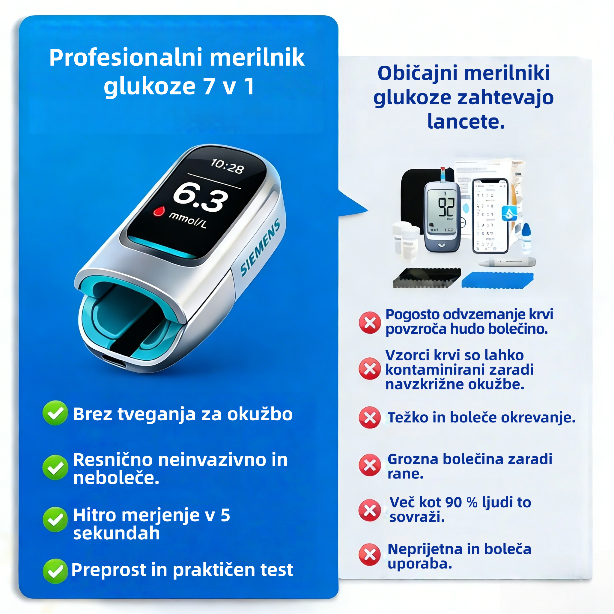 Siemens™ Új, nem invazív, intelligens vércukorszintmérő  💉 Tűmentes és fájdalommentes vércukorszintmérés  🔥 Fejlett német technológiával 🔥 – Gyors, pontos és megbízható, könnyedén figyelemmel kísérheti egészségét bármikor, bárhol.
