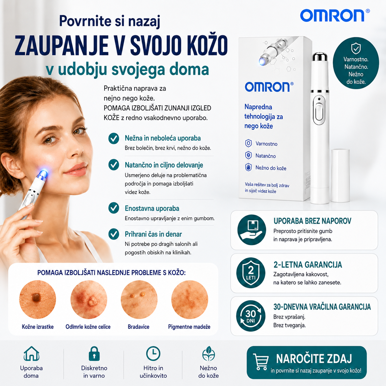 Omron™ večnamensko pero za odstranjevanje kožnih znamenj za celotno telo – najnovejši model 2026. Brezbolečinska, neinvazivna rešitev za nego kože. Omogoča hitro odstranjevanje znamenj iz udobja doma, brez brazgotin. Izdelano v ZDA.