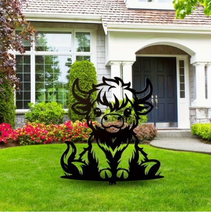 🐂 Highland Cow Garden Stake