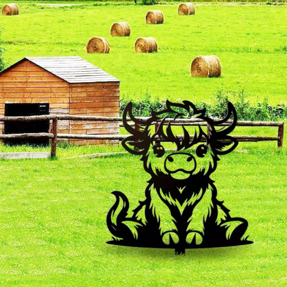 🐂 Highland Cow Garden Stake