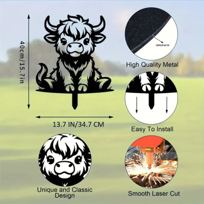 🐂 Highland Cow Garden Stake