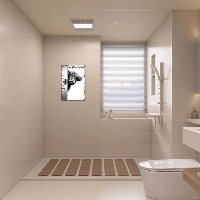 🔥Last Day 49% OFF - 🐄 The Cheeky Visitor: Vintage Highland Cow Sign