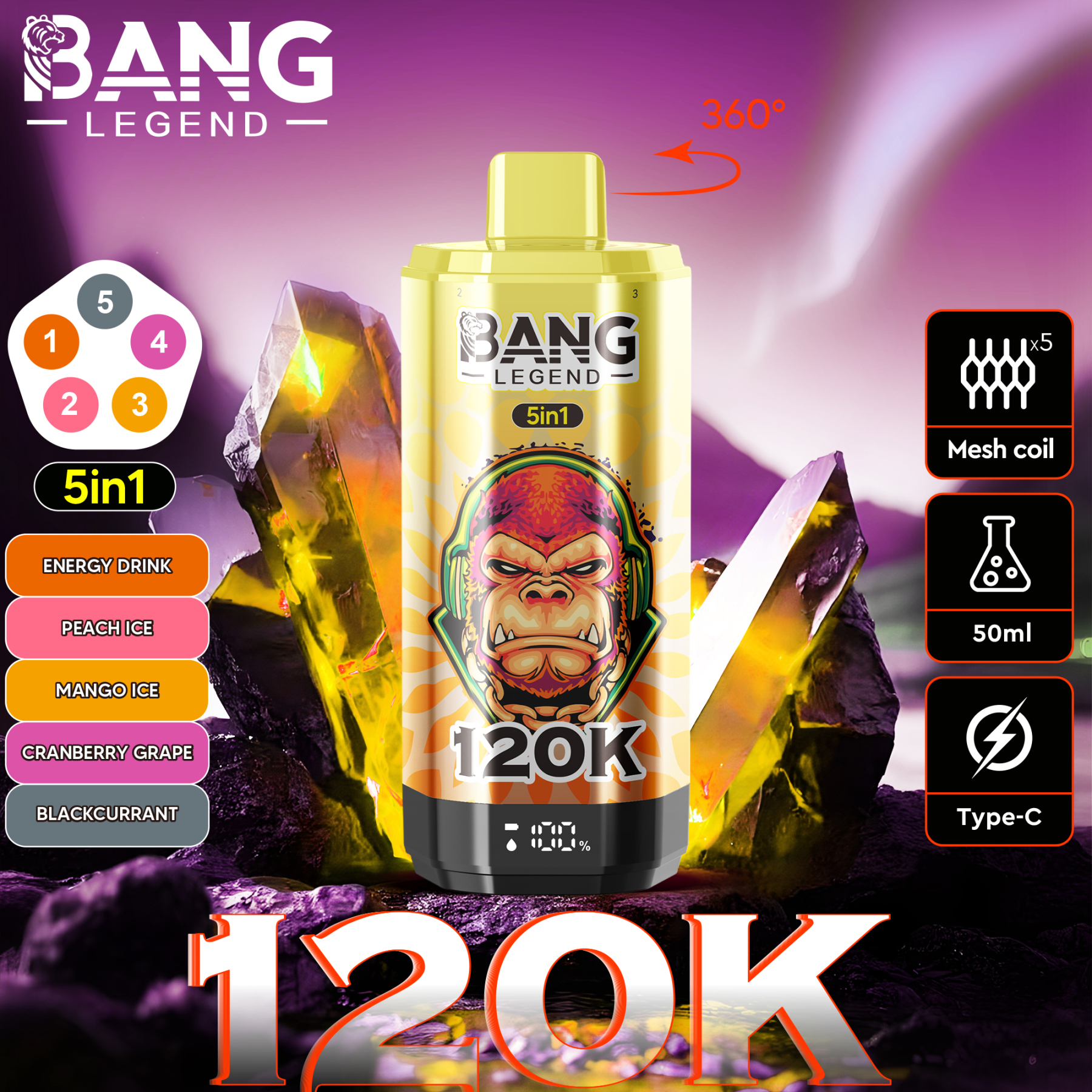 Bang Disposable Vape 120,000 Puffs 40ml | Multiple Flavors | OEM/ODM Supported