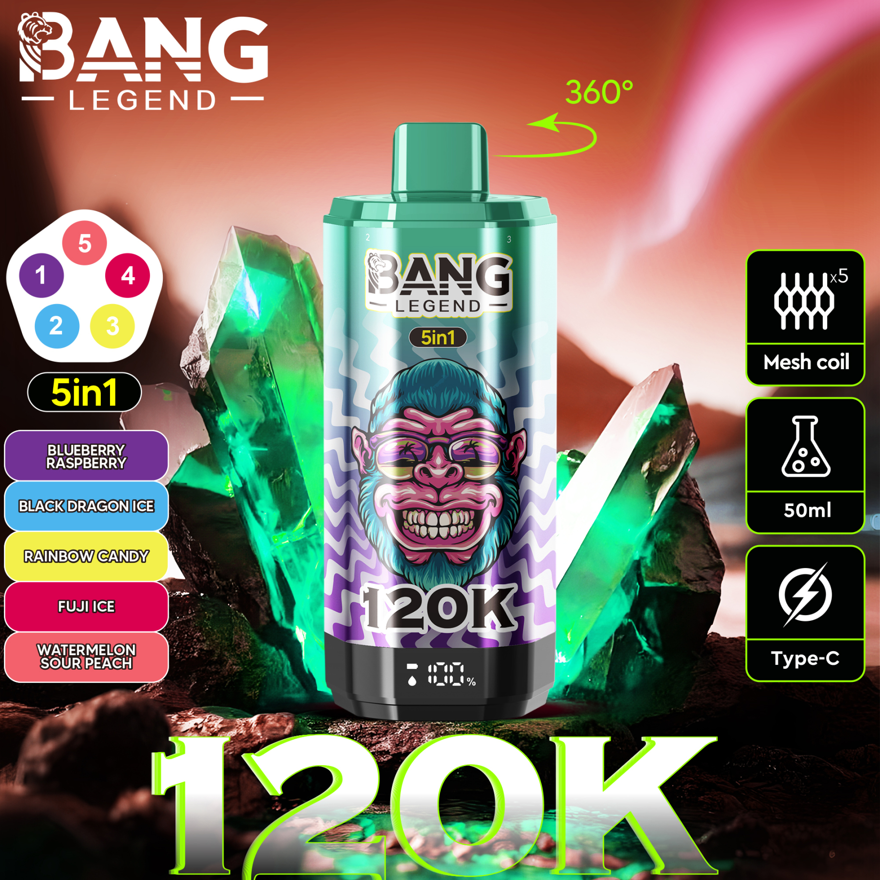 Bang Disposable Vape 120,000 Puffs 40ml | Multiple Flavors | OEM/ODM Supported