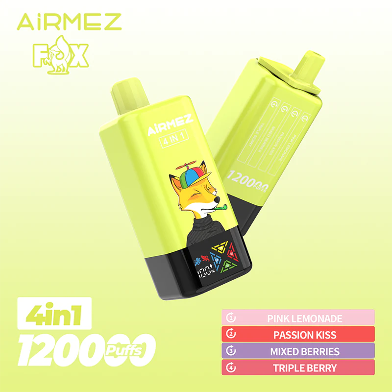 Airmez Fox 120000 Puff 4-in-1 Disposable Vape - 120k Puffs, 4 Unique Flavors, Rechargeable