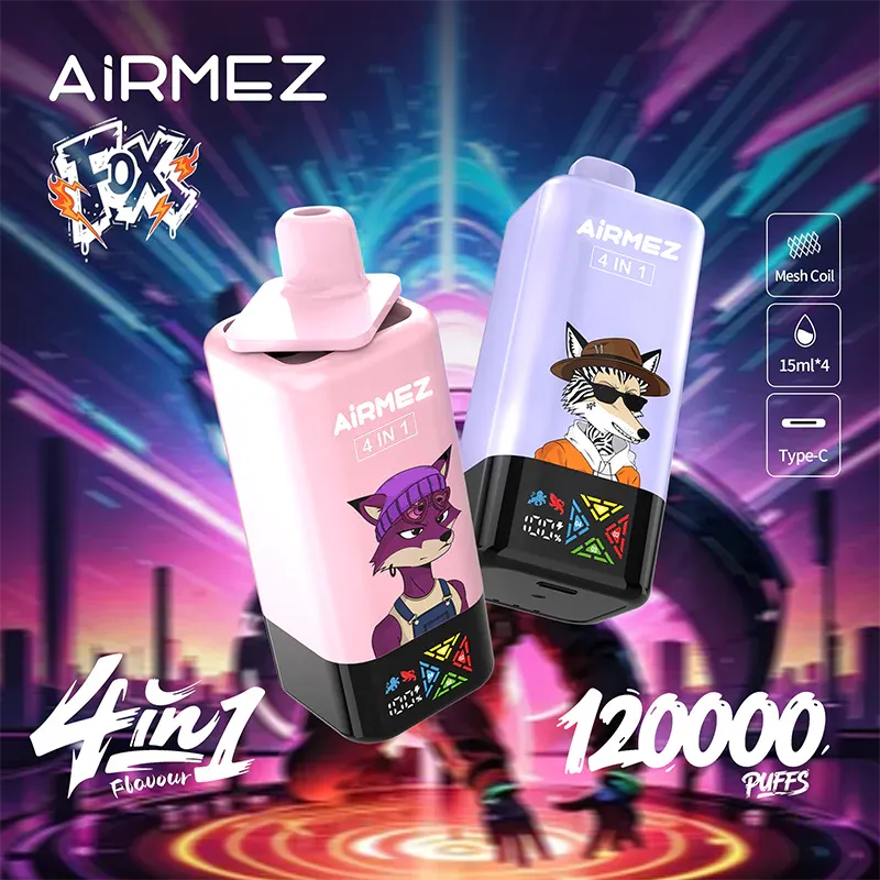 Airmez Fox 120000 Puff 4-in-1 Disposable Vape - 120k Puffs, 4 Unique Flavors, Rechargeable