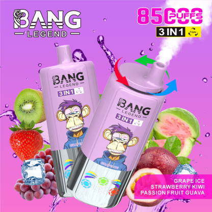 BANG LEGEND 85000 Puffs Disposable Vape – 3-in-1 Triple Flavor, Low Nicotine, Rechargeable, Type-C Charging