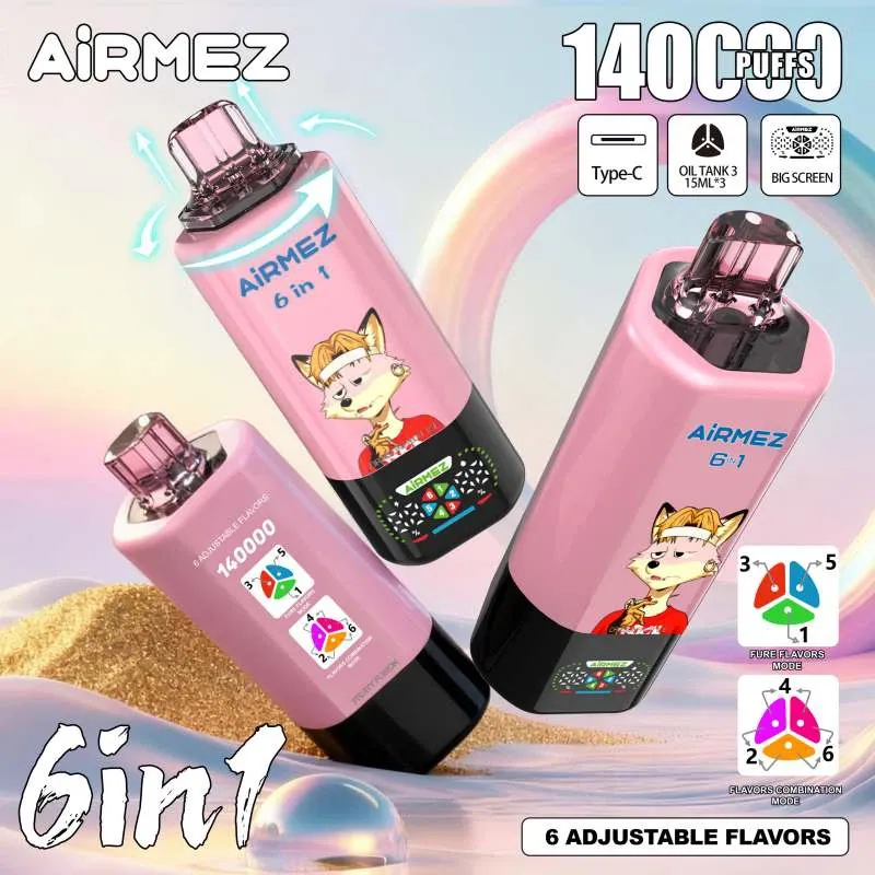 Airmez FOX 6 IN 1 140000 Puffs Disposable Vape – Rechargeable, 6 Flavors, Mesh Coil Technology