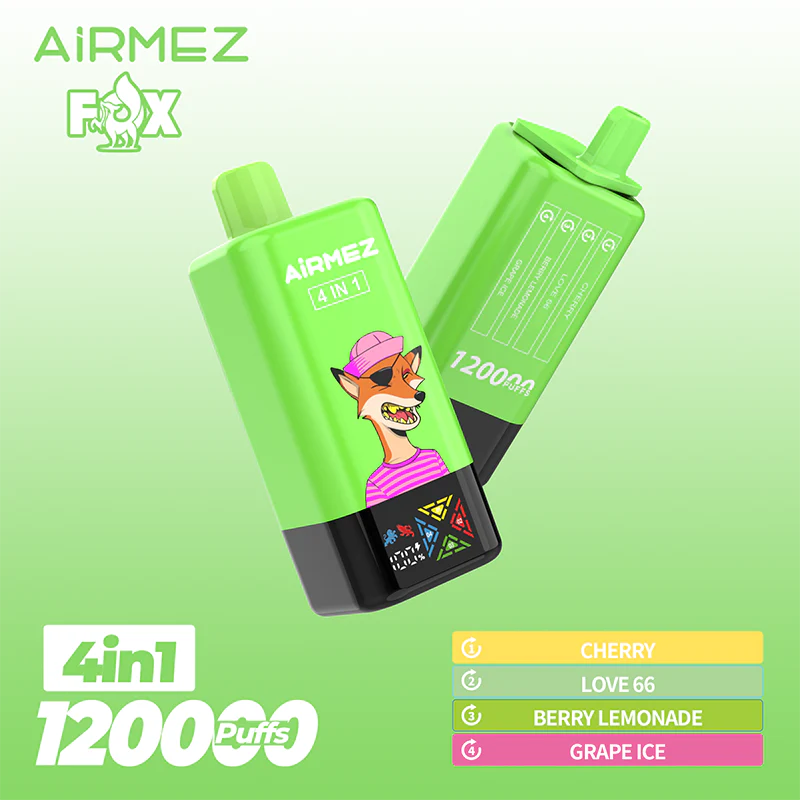 Airmez Fox 120000 Puff 4-in-1 Disposable Vape - 120k Puffs, 4 Unique Flavors, Rechargeable