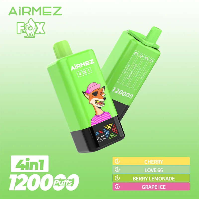 Airmez Fox 120000 Puff 4-in-1 Disposable Vape - 120k Puffs, 4 Unique Flavors, Rechargeable