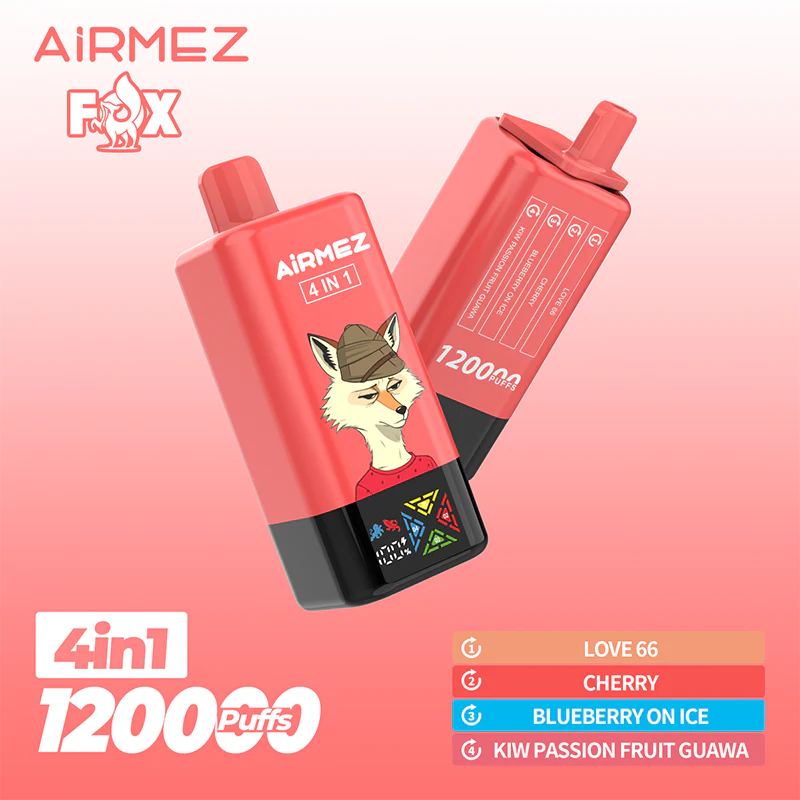 Airmez Fox 120000 Puff 4-in-1 Disposable Vape - 120k Puffs, 4 Unique Flavors, Rechargeable