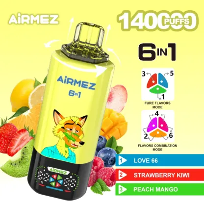Airmez FOX 6 IN 1 140000 Puffs Disposable Vape – Rechargeable, 6 Flavors, Mesh Coil Technology