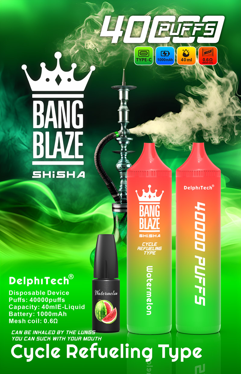 BANG BLAZE SHISHA 40000 Puffs – Rechargeable Low Nicotine Disposable Vape, 40mL E-Liquid, 1000mAh, Wholesale Bulk Buy