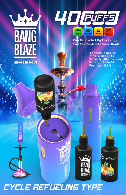 BANG BLAZE SHISHA 40000 Puffs – Rechargeable Low Nicotine Disposable Vape, 40mL E-Liquid, 1000mAh, Wholesale Bulk Buy