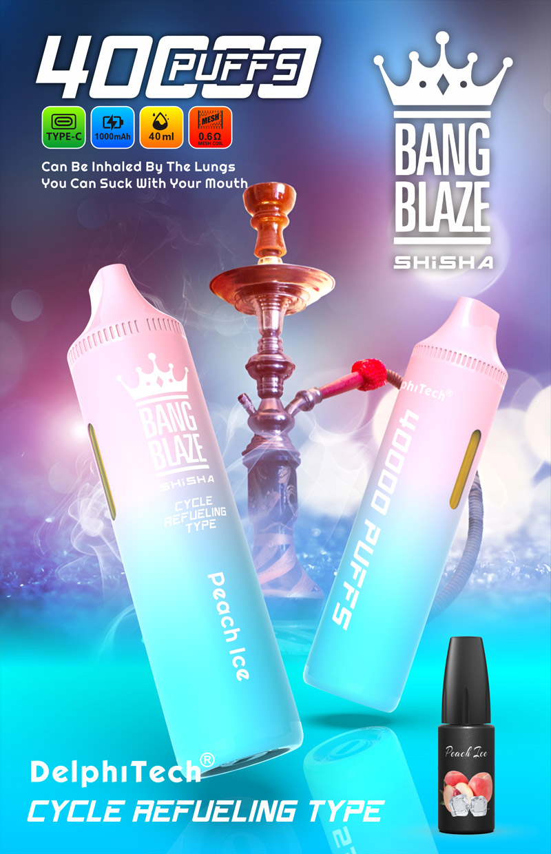 BANG BLAZE SHISHA 40000 Puffs – Rechargeable Low Nicotine Disposable Vape, 40mL E-Liquid, 1000mAh, Wholesale Bulk Buy