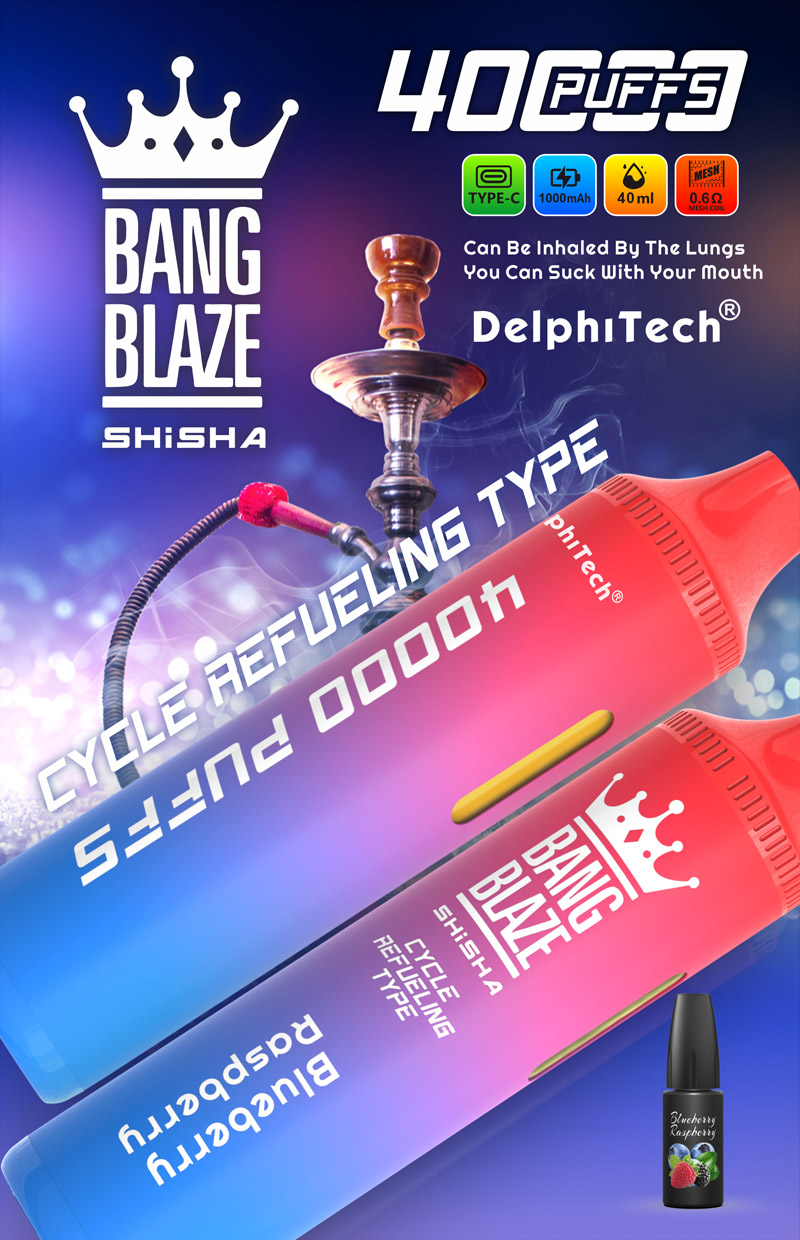 BANG BLAZE SHISHA 40000 Puffs – Rechargeable Low Nicotine Disposable Vape, 40mL E-Liquid, 1000mAh, Wholesale Bulk Buy