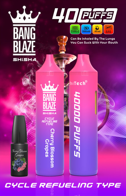 BANG BLAZE SHISHA 40000 Puffs – Rechargeable Low Nicotine Disposable Vape, 40mL E-Liquid, 1000mAh, Wholesale Bulk Buy