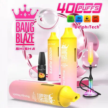 BANG BLAZE SHISHA 40000 Puffs – Rechargeable Low Nicotine Disposable Vape, 40mL E-Liquid, 1000mAh, Wholesale Bulk Buy