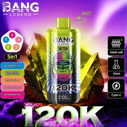 BANG LEGEND 120000 Puffs 5-in-1 Disposable Vape – 40mL E-liquid, Rechargeable, Low Nicotine, Bulk Buy Available