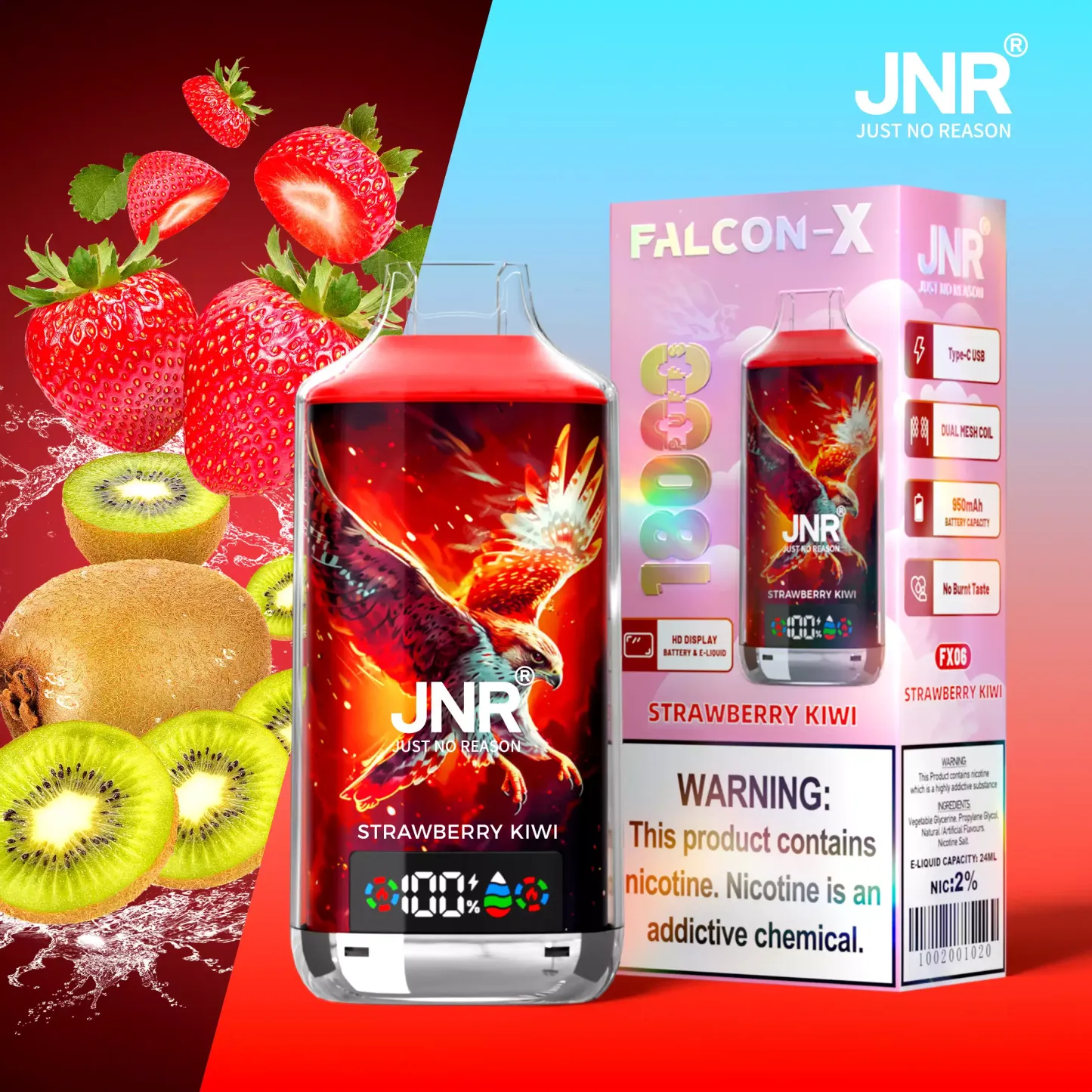 JNR Falcon X 18000 Puffs Disposable Vape – 12 Flavors | Duty-free EU Shipping & COD