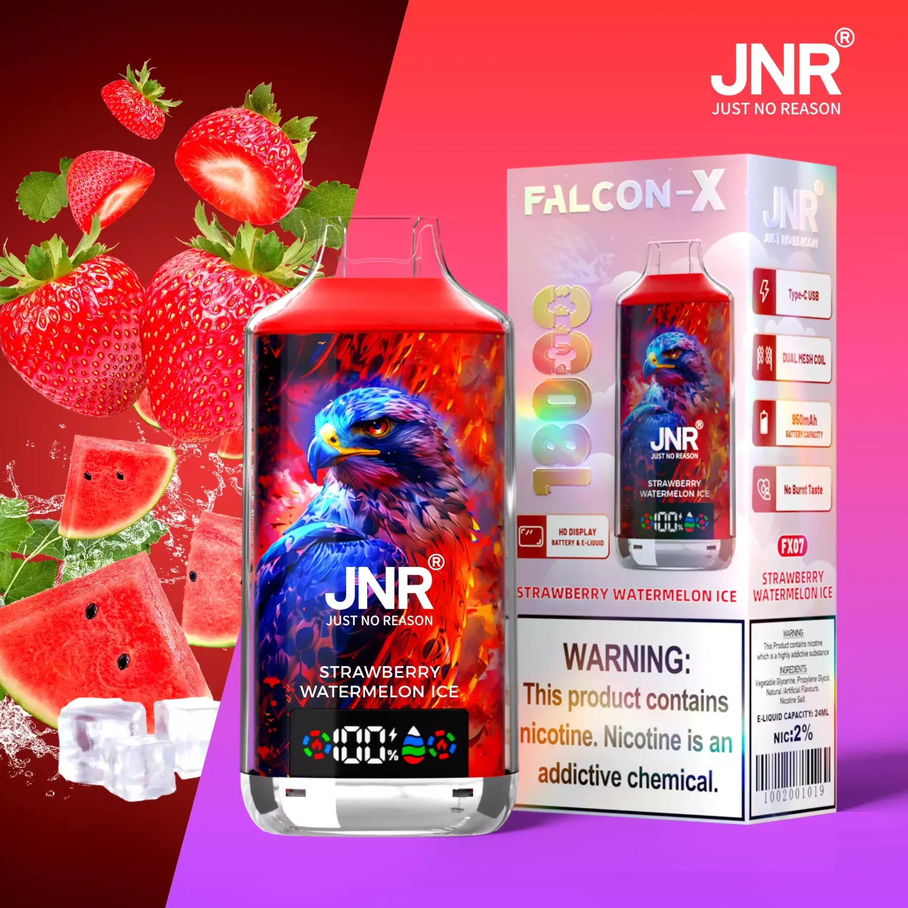 JNR Falcon X 18000 Puffs Disposable Vape – 12 Flavors | Duty-free EU Shipping & COD