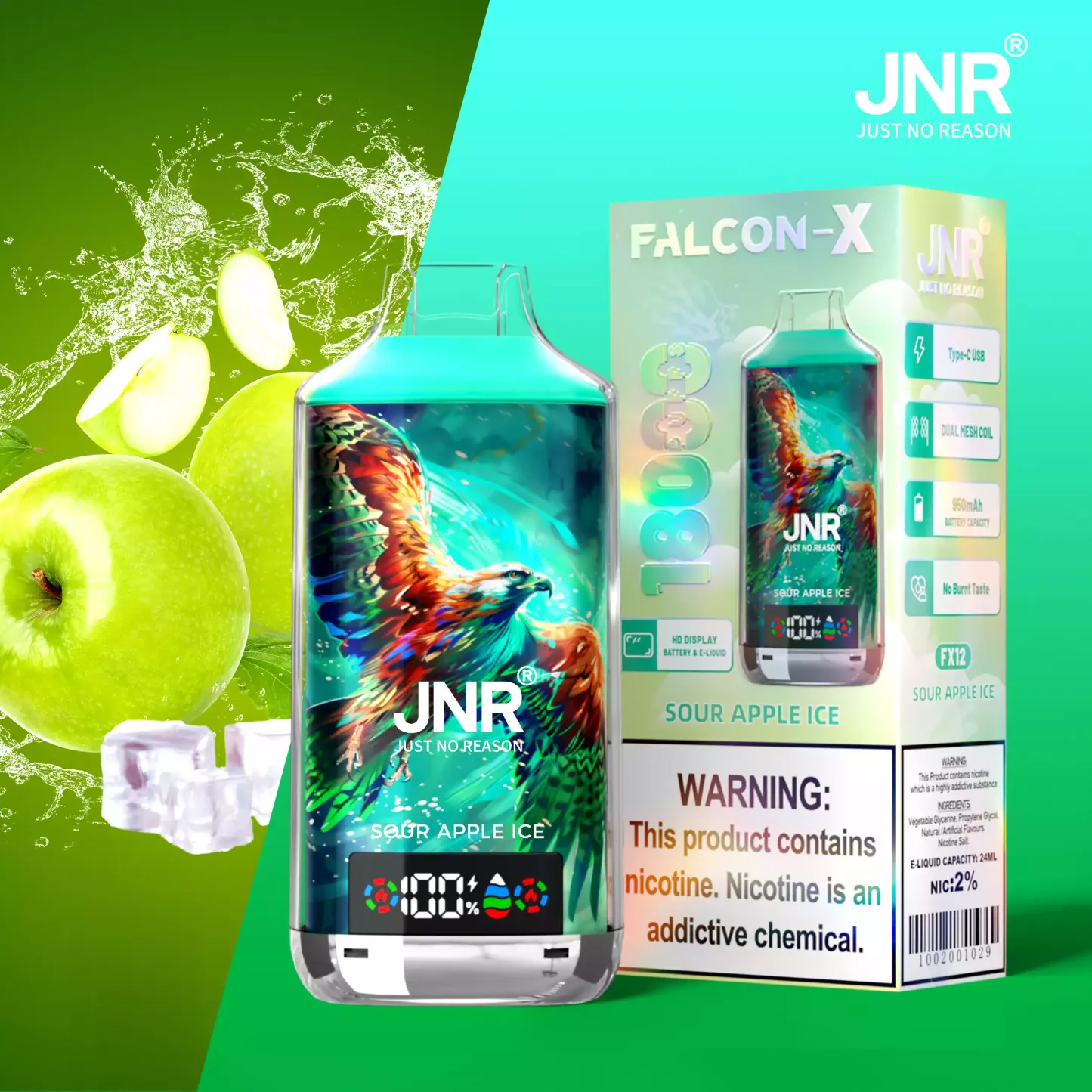 JNR Falcon X 18000 Puffs Disposable Vape – 12 Flavors | Duty-free EU Shipping & COD