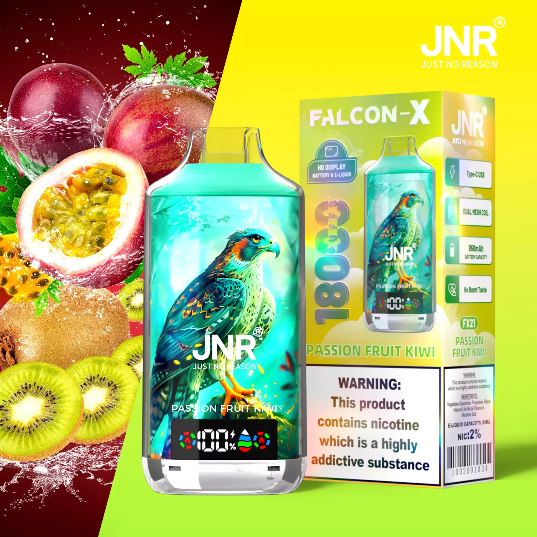 JNR Falcon X 18000 Puffs Disposable Vape – 12 Flavors | Duty-free EU Shipping & COD