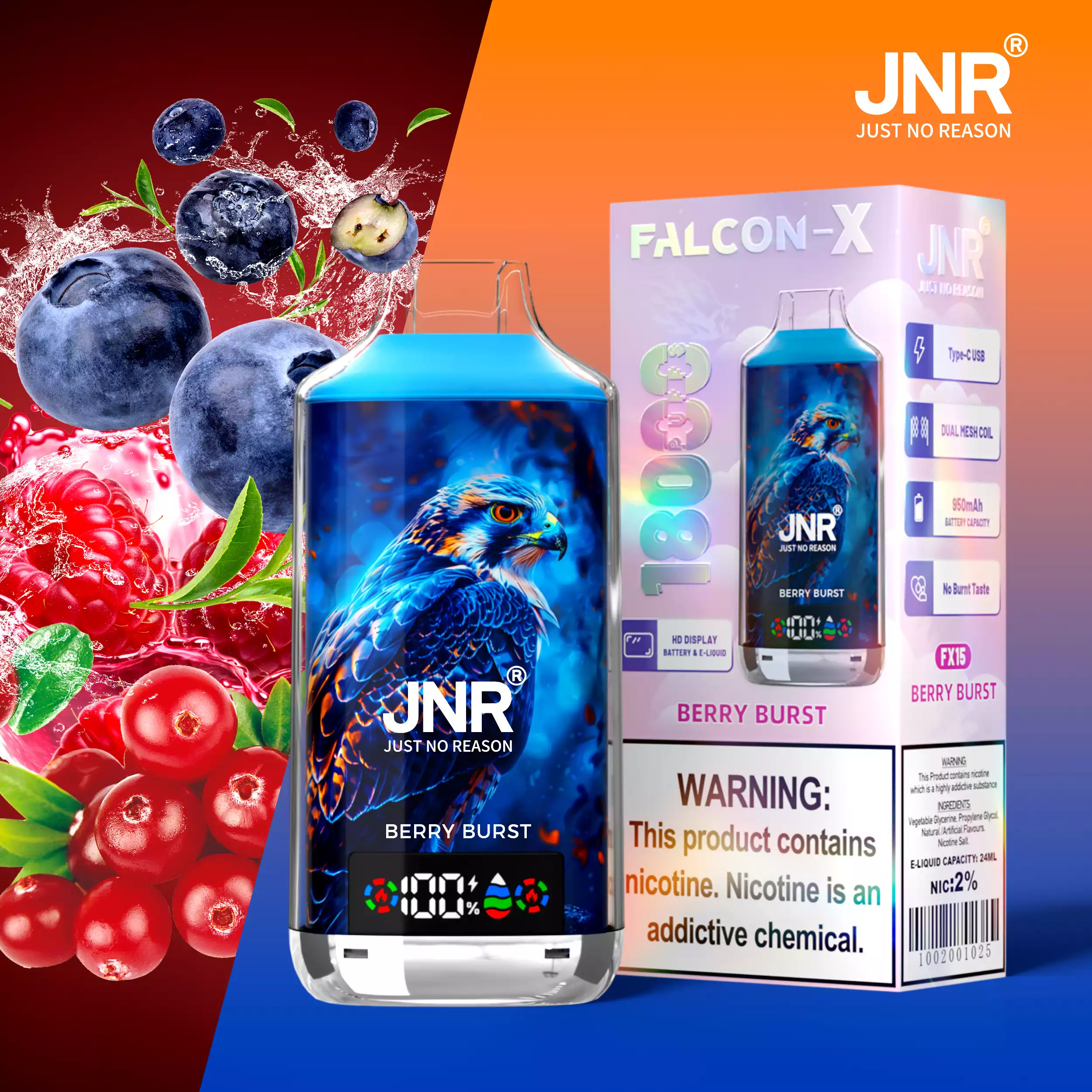 JNR Falcon X 18000 Puffs Disposable Vape – 12 Flavors | Duty-free EU Shipping & COD