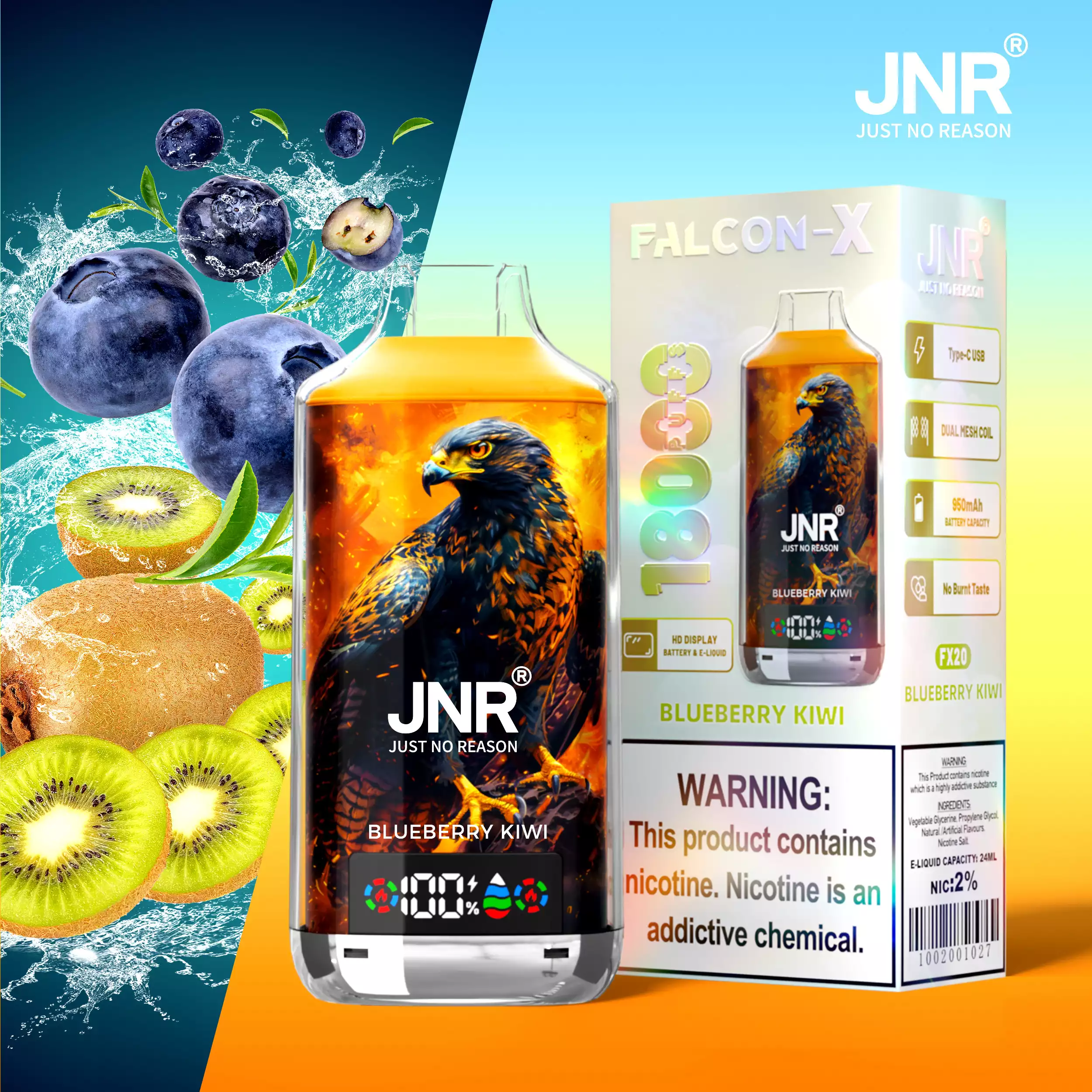 JNR Falcon X 18000 Puffs Disposable Vape – 12 Flavors | Duty-free EU Shipping & COD