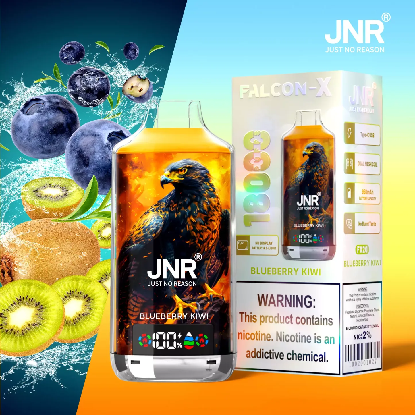 JNR Falcon X 18000 Puffs Disposable Vape – 12 Flavors | Duty-free EU Shipping & COD