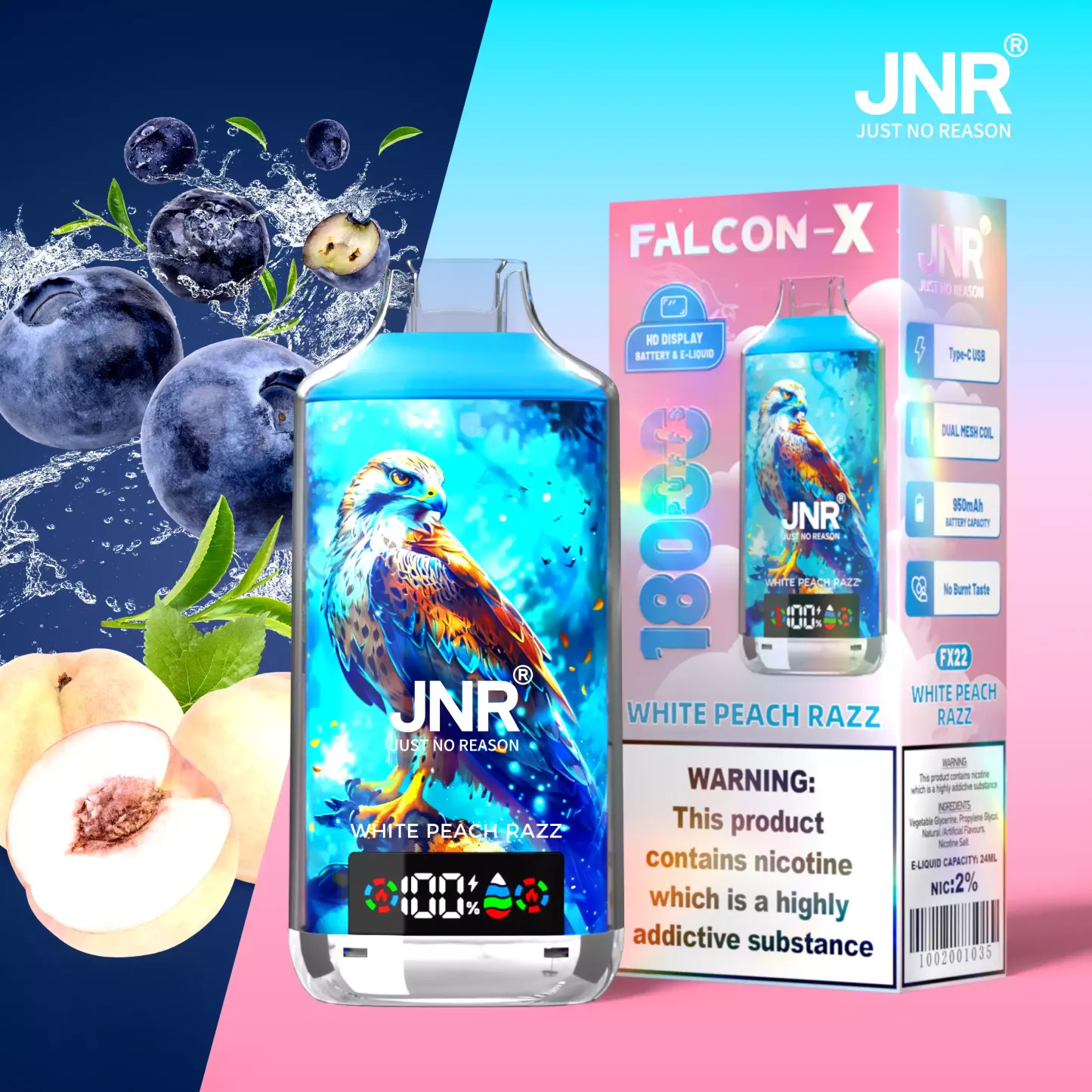 JNR Falcon X 18000 Puffs Disposable Vape – 12 Flavors | Duty-free EU Shipping & COD