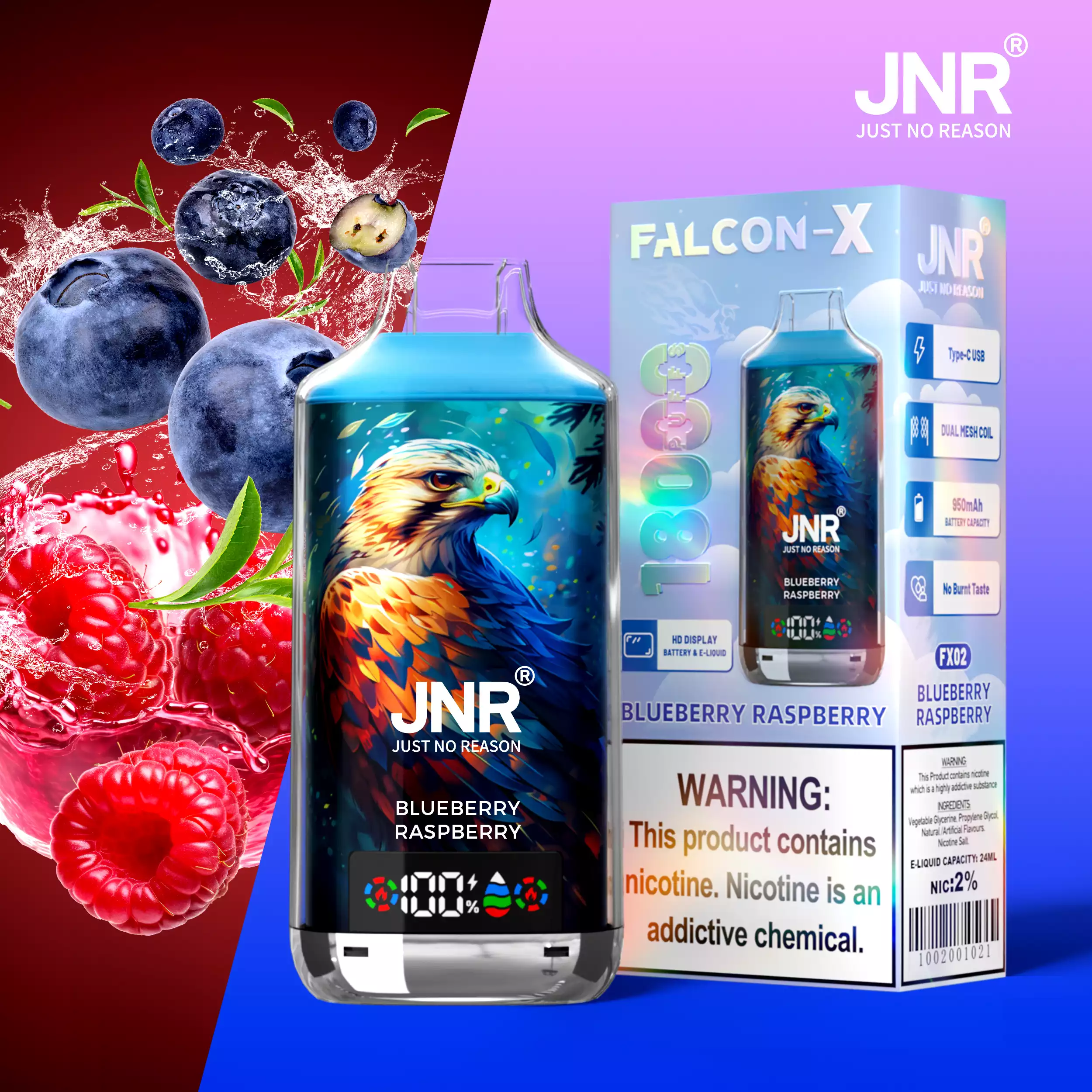 JNR Falcon X 18000 Puffs Disposable Vape – 12 Flavors | Duty-free EU Shipping & COD