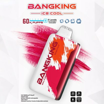 Bang King Ice Cool 60K Puffs – Adjustable Ice Level Disposable Vape, 25mL E-Liquid, 850mAh Rechargeable Battery, LED Display