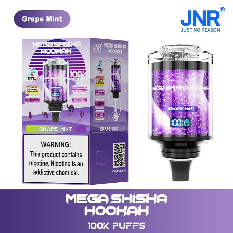 JNR Mega Shisha Hookah 100000 Puffs Disposable Vape – 60mL E-Liquid,   LED Display | Duty-free EU Shipping & COD
