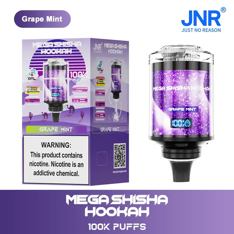 JNR Mega Shisha Hookah 100000 Puffs Disposable Vape – 60mL E-Liquid,   LED Display | Duty-free EU Shipping & COD